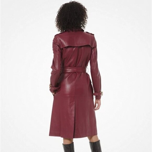 NEW!! Michael Kors Leather Trench Coat; Size XS - Picture 3 of 7